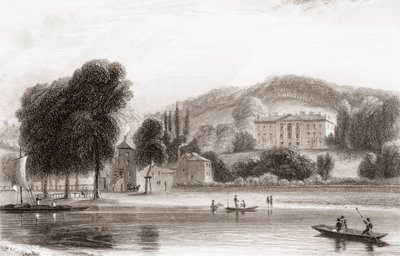Veduta del XIX secolo di Beaumont Lodge, Old Windsor, Berkshire, Inghilterra. Venduto nel 1854 alla Società di Gesù e rinominato Beaumont College, una scuola pubblica gesuita. Da Churton