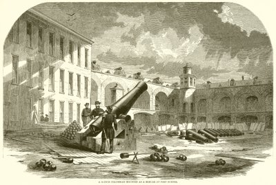 Un columbiad da 10 pollici montato come mortaio a Fort Sumter da English School