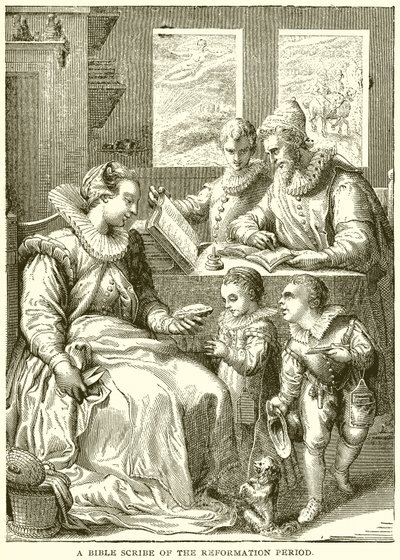 Uno scriba della Bibbia del periodo della Riforma da English School