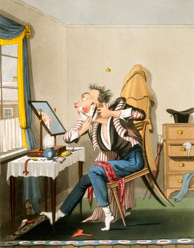 Un rasoio smussato, pub. da Hunt, 1827 da English School