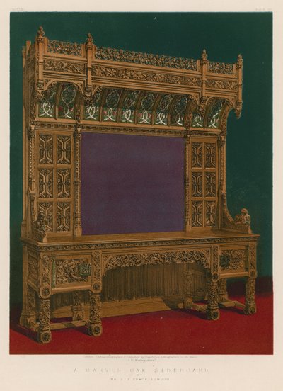 Una credenza in quercia intagliata da English School