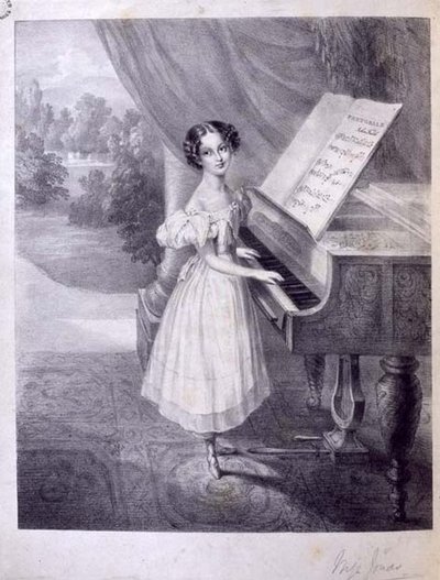 Una bambina pianista (Miss Jonas?) che suona 