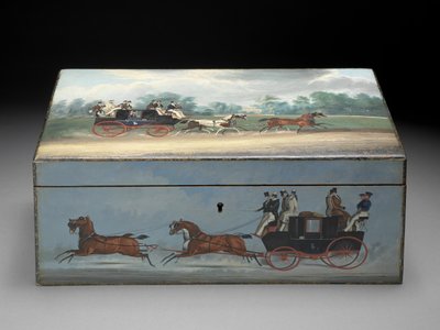 Scatola di sigari dipinta con scene da stampe di Taglioni, c.1840 da English School