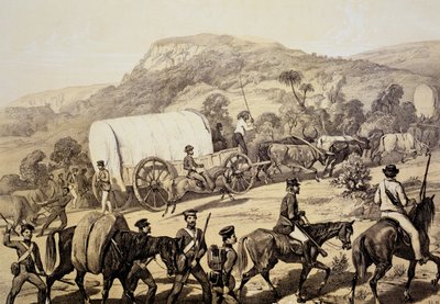 Un convoglio di carri, da Scenes in Kafirland and Incidents in the Kafir War of 1851-53 da English School