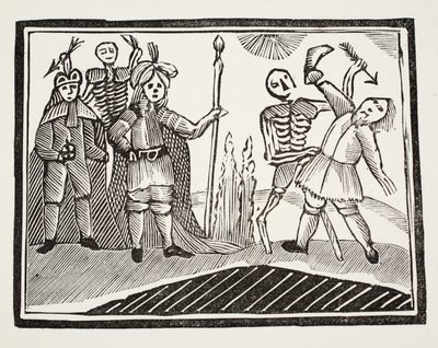 Un dialogo tra un cieco e la morte, illustrazione da Chap-books del XVIII secolo di John Ashton, pub. 1882 da English School