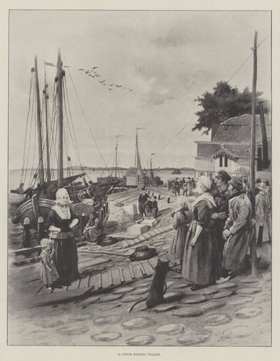 Un villaggio di pescatori olandese (litografia) da English School
