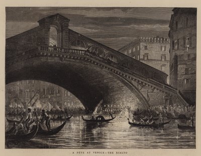 Una Festa a Venezia, il Rialto (incisione) da English School