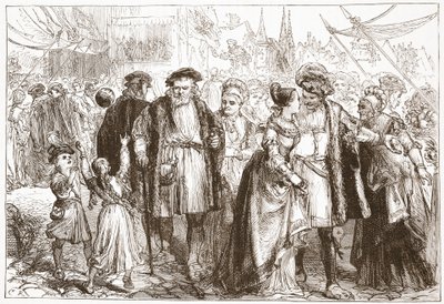 Un giorno di festa a Norimberga: tempo, XVI secolo, illustrazione da La storia del protestantesimo di James Aitken Wylie, pub. 1878 da English School