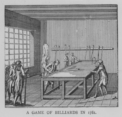 Una partita di biliardo nel 1781 da English School