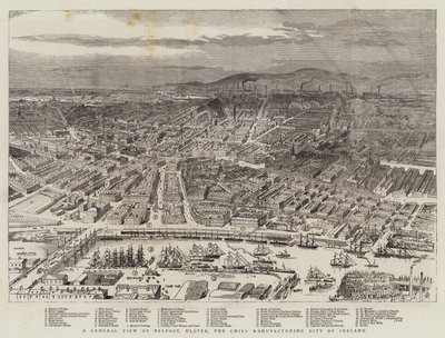 Veduta generale di Belfast, Ulster, la principale città manifatturiera d