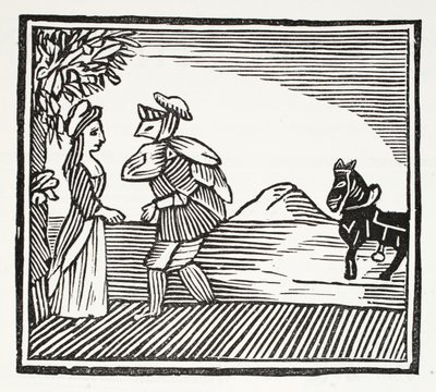 Un Gentiluomo va a consultare Madre Bunch, illustrazione da Chap-books of the Eighteenth Century di John Ashton, pub. 1882 da English School