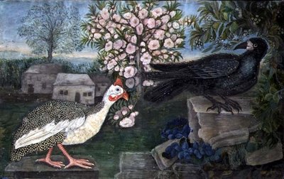 Una faraona e una cornacchia in un paesaggio, c.1800 da English School