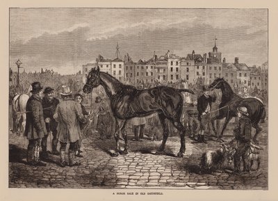 Una vendita di cavalli a Old Smithfield (incisione) da English School