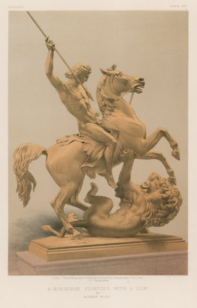 Un cavaliere che combatte con un leone da English School