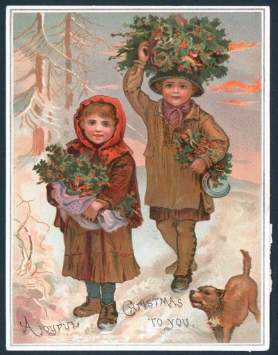 Un gioioso Natale a te - biglietto di Natale vittoriano da English School