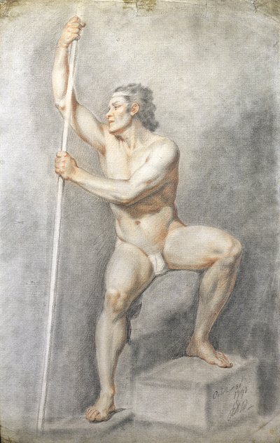 Nudo maschile con bastone, c.1770 da English School
