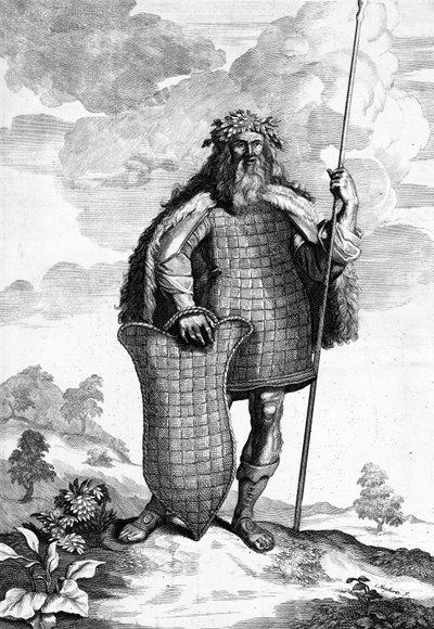 Un Marcomanno, inciso da Cornelis Huyberts, illustrazione ai Commentari di Cesare, tradotti in inglese da William Duncan, pubblicato 1753 da English School