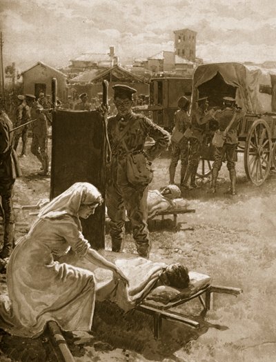 Una stazione medica che si occupa di soldati feriti, 1914-19 da English School