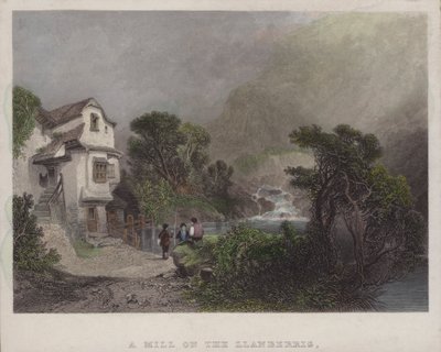 Un mulino a Llanberris (incisione colorata) da English School