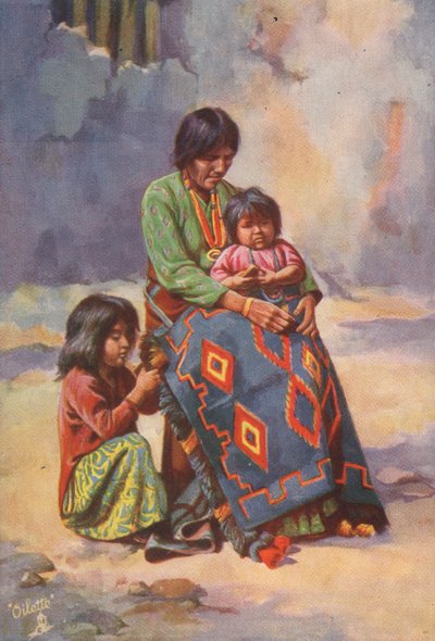 Una donna Navajo e bambini da English School