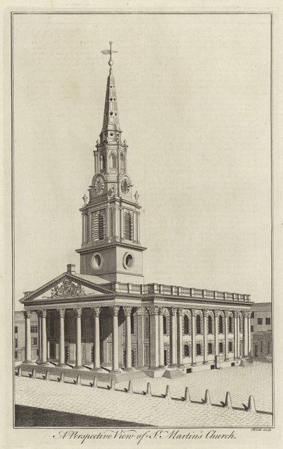Vista prospettica della Chiesa di St Martin, Londra da English School