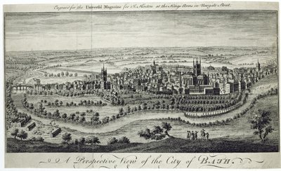 Una Vista Prospettica della Città di Bath, incisa per la Universal Magazine, c.1750 da English School