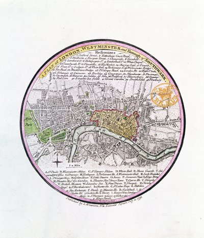 Piano di Londra, Westminster e Borough di Southwark, 1793 da English School