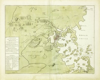 Piano della città e del porto di Boston e della zona circostante da English School
