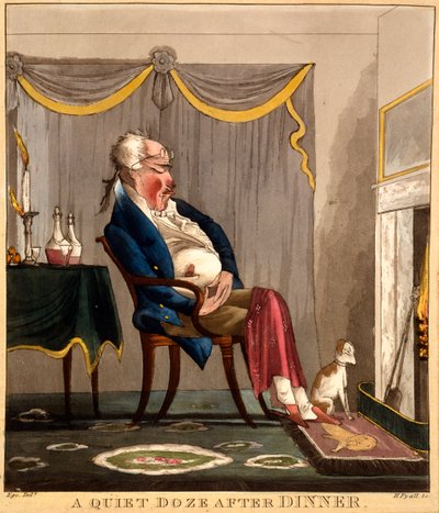 Un tranquillo sonnellino dopo cena, stampa di H. Pyall, c.1827-33 da English School