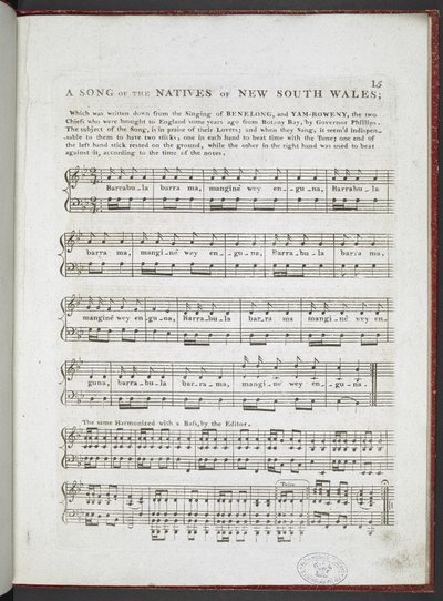 Una canzone dei nativi del Nuovo Galles del Sud, da 