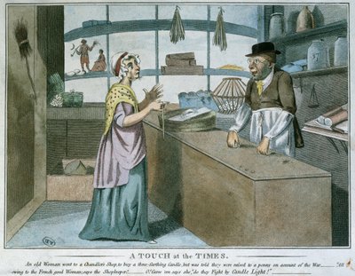 Una Toccata ai Tempi, caricatura del blocco francese, marzo 1805 da English School