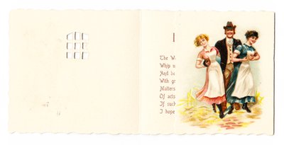 Una Cartolina di Auguri Vittoriana di un Gentiluomo con Due Cameriere, circa 1880 da English School