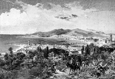 Veduta verso ovest attraverso Malaga, Spagna, da 