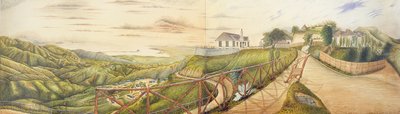 Veduta verso Kingston dal Sanatorio Militare di Newcastle, Blue Mountains, Giamaica, 1855 da English School