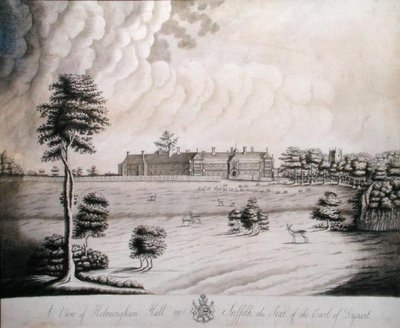 Veduta di Helmingham Hall nel Suffolk, la residenza del Conte di Dysart da English School
