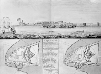 Veduta del cantiere navale di Sua Maestà a Sheerness, 1698 da English School