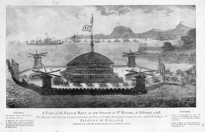 Veduta della zattera francese a St. Malo, febbraio 1798 da English School