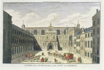 Veduta della Guild Hall della Città di Londra, da The History of London, fine XVIII secolo da English School