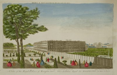 Veduta del Palazzo Reale di Hampton Court, pubblicato 1760 da English School