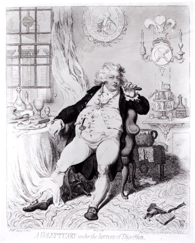 Un voluttuoso sotto gli orrori della digestione, pubblicato nel 1792 da English School