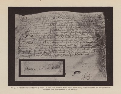 Un certificato "blood-money" di Giorgio I." (litografia) da English School