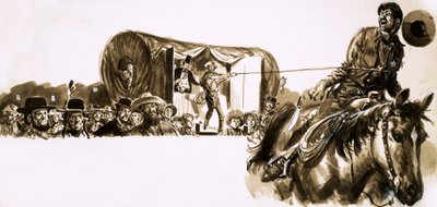 Un cowboy viene legato da un lazo mentre cavalca via da English School