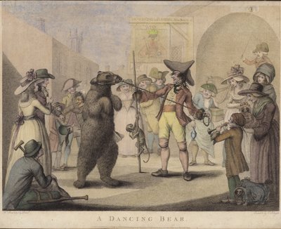Un orso che balla (incisione a colori) da English School