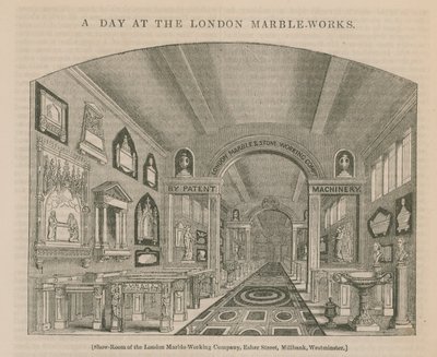 Una giornata al marmificio di Londra (incisione) da English School