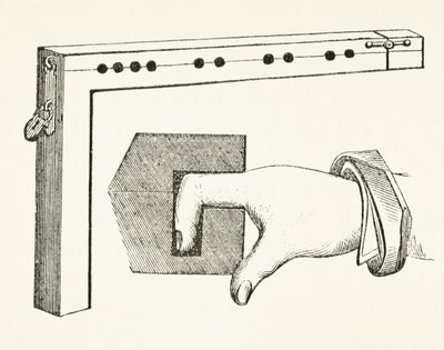 Un pillory per le dita, usato nel XV secolo, da 