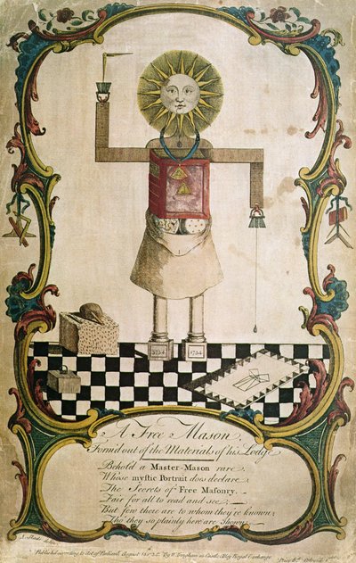 Un massone forgiato attraverso gli strumenti della sua loggia, 1754 da English School