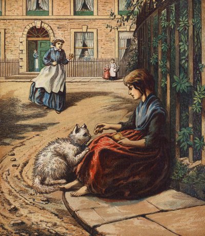 Un amico in difficoltà (litografia a colori) da English School