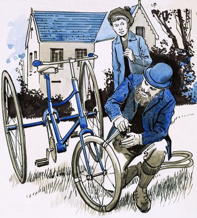 Un tubo da giardino ha fornito a John Dunlop una corsa in bicicletta liscia da English School