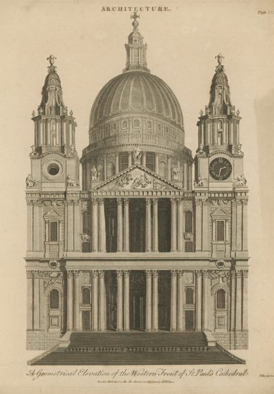 Elevazione geometrica della facciata occidentale della Cattedrale di San Paolo da English School