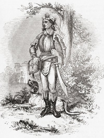 Un grande falconiere, da Old England: A Pictorial Museum, pub. 1847 da English School